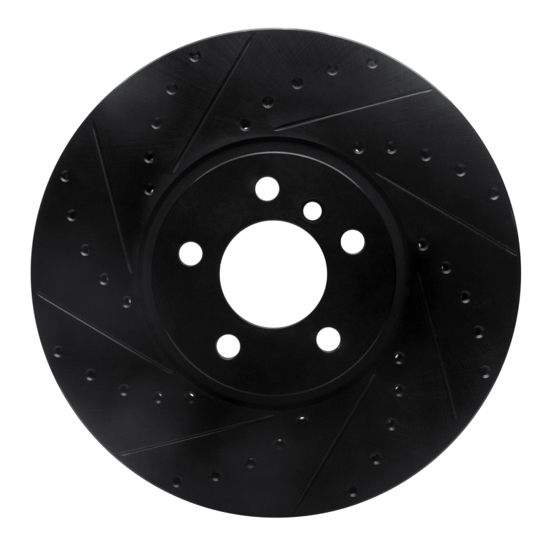 BMW X5 Brake Rotor (1) - Front Left - R1 Concepts - Drilled & Slotted - Black - `02-`06